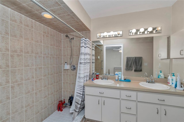 8198 N Brook Way, Citrus Springs, FL 34433 - bathroom with tiled shower and double vanity