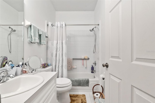 4814 NW 75th Rd, Gainesville, FL 32653 - full bathroom featuring vanity, shower / bath combo with shower curtain, and tile patterned flooring