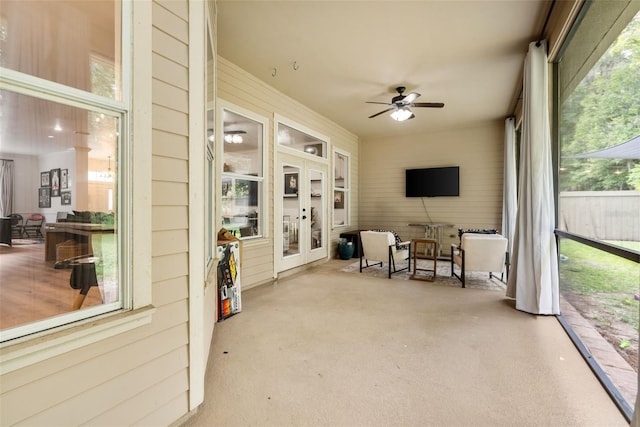 6326 SW 90th St, Gainesville, FL 32608 - sunroom / solarium featuring french doors and ceiling fan