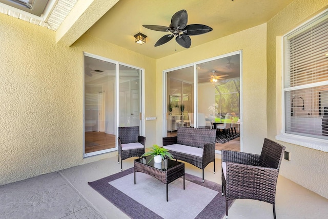 6364 Golden Eye Gln, Lakewood Ranch, FL 34202 - view of patio with ceiling fan and an outdoor living space