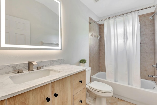 6364 Golden Eye Gln, Lakewood Ranch, FL 34202 - bathroom featuring vanity, shower / bath combination with curtain, and tile patterned floors