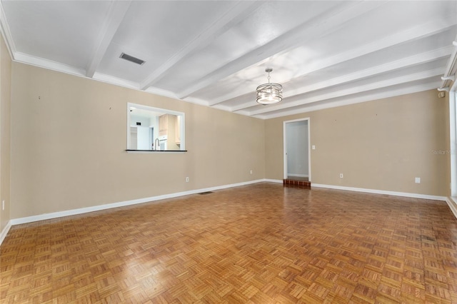 4700 NW 19th Pl, Gainesville, FL 32605 - empty room featuring beam ceiling and a chandelier