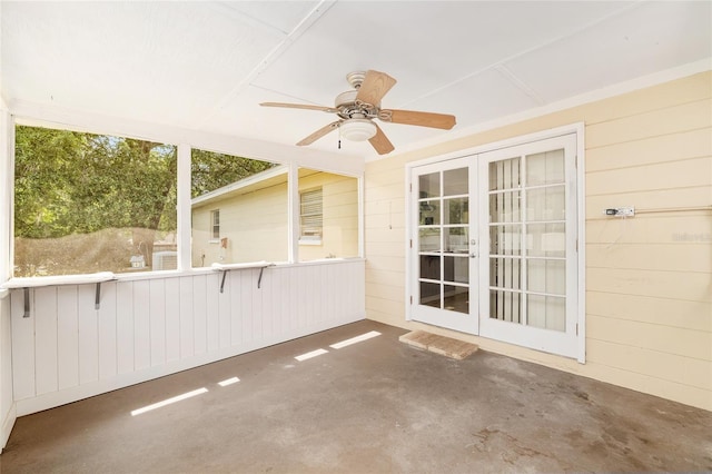 3331 NW 30th Ave, Gainesville, FL 32605 - unfurnished sunroom with ceiling fan and french doors