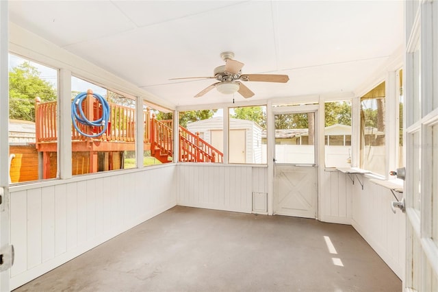 3331 NW 30th Ave, Gainesville, FL 32605 - unfurnished sunroom with ceiling fan and plenty of natural light