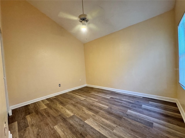 4224 SW 70th Ter Unit A, Gainesville, FL 32608 - unfurnished room featuring a ceiling fan, dark wood finished floors, and vaulted ceiling