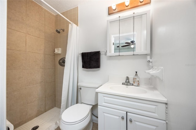 3434 NW 21st Dr Unit D4, Gainesville, FL 32605 - bathroom with vanity, ceiling fan, and a tile shower