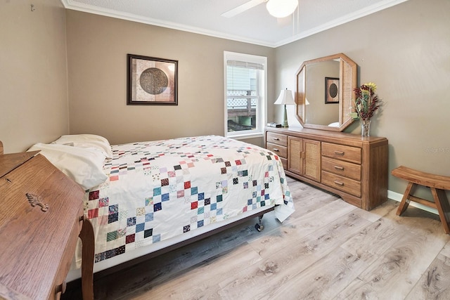 145 SE 904th Ave, Suwannee, FL 32692 - bedroom with light wood-style flooring, crown molding, and ceiling fan