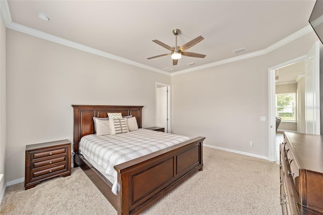2782 SW 120th Dr, Gainesville, FL 32608 - bedroom with crown molding, light carpet, and ceiling fan