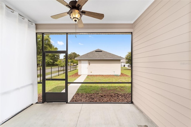 2782 SW 120th Dr, Gainesville, FL 32608 - unfurnished sunroom with plenty of natural light and ceiling fan