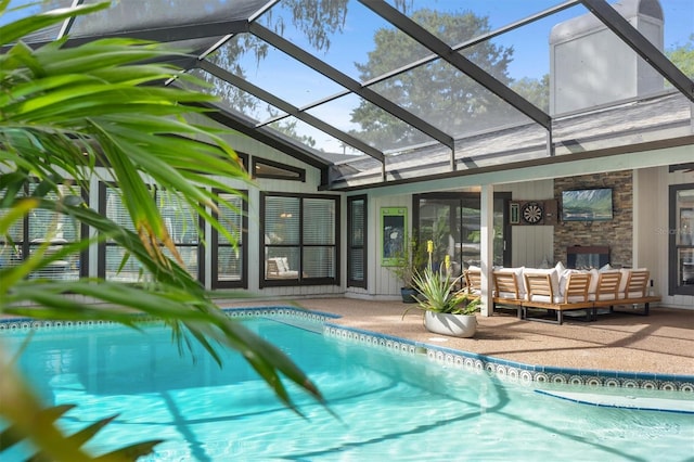 8321 SW 23rd Pl, Gainesville, FL 32607 - swimming pool featuring a patio, outdoor lounge area, and a lanai