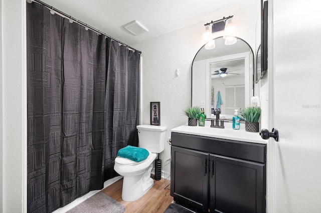 900 SW 62nd Blvd Unit I56, Gainesville, FL 32607 - bathroom featuring vanity, wood finished floors, and a ceiling fan