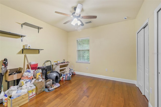 2960 SW 35th Pl Unit 66, Gainesville, FL 32608 - interior space with wood finished floors and a ceiling fan