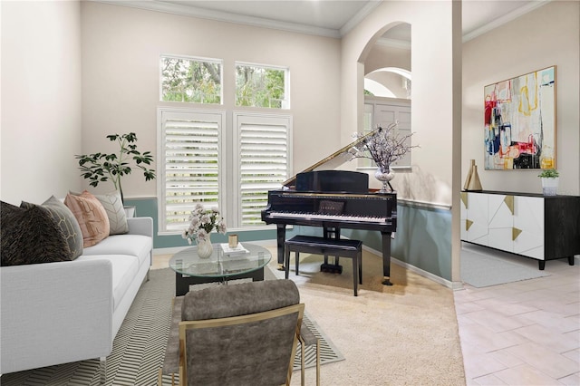 5025 NW 51st Pl, Gainesville, FL 32606 - living area featuring arched walkways and ornamental molding