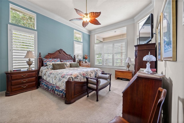 5025 NW 51st Pl, Gainesville, FL 32606 - bedroom featuring crown molding, carpet floors, and a ceiling fan