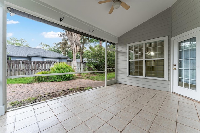 8036 SW 72nd Pl, Gainesville, FL 32608 - unfurnished sunroom featuring ceiling fan and vaulted ceiling