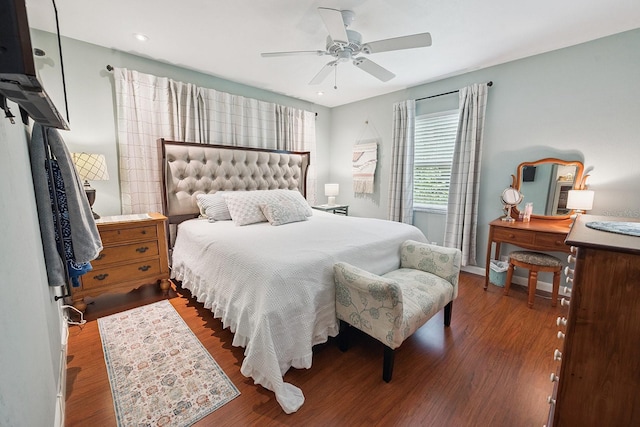 8488 NW 39th Ter, Gainesville, FL 32653 - bedroom featuring wood finished floors, recessed lighting, and a ceiling fan