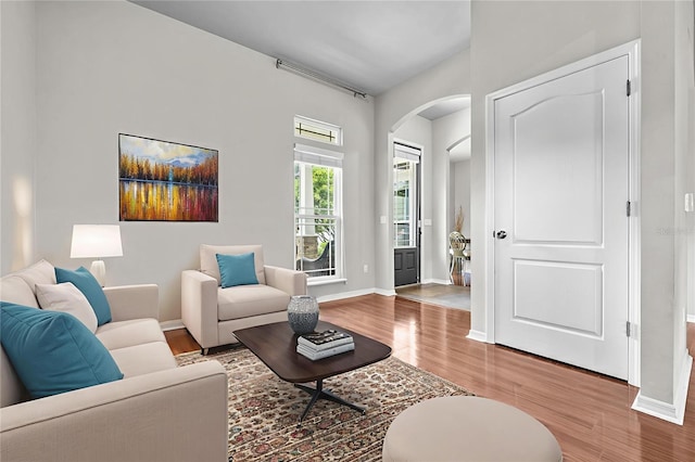 2750 NW 143rd Way, Newberry, FL 32669 - living area featuring wood finished floors and arched walkways
