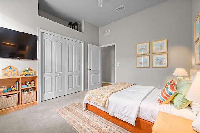 2750 NW 143rd Way, Newberry, FL 32669 - bedroom featuring a closet, carpet floors, and ceiling fan