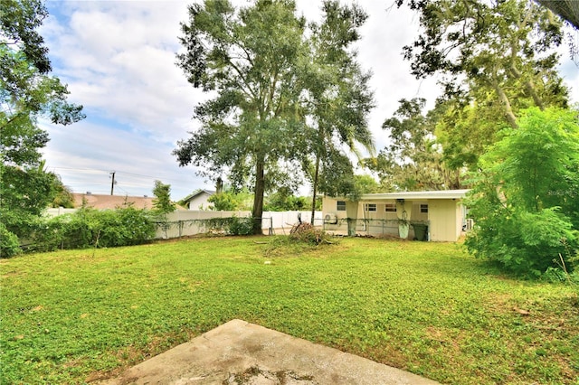 view of yard featuring a fenced backyard and a patio area
