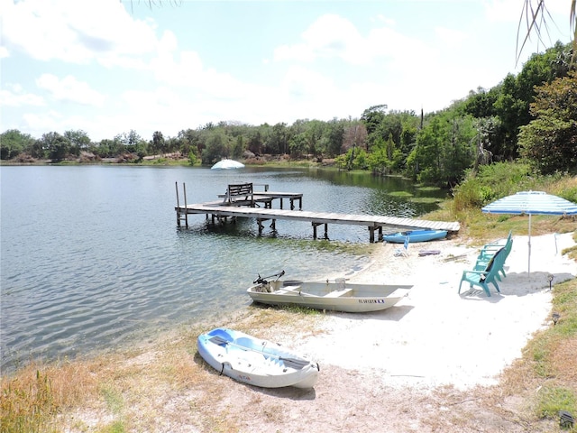 view of dock featuring a water view