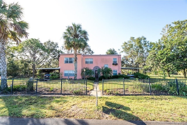 view of front of home with a front yard