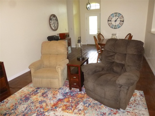 living room featuring dark hardwood / wood-style flooring