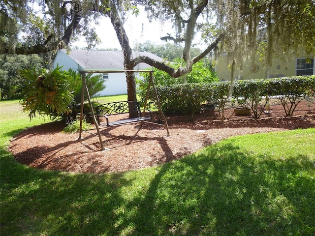 view of yard with a playground