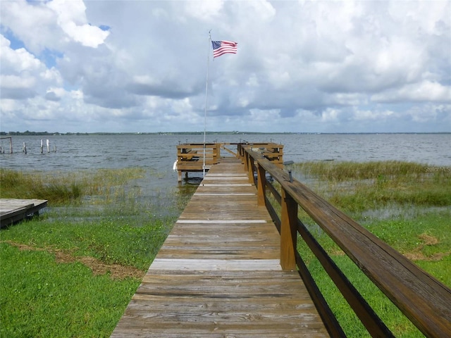 dock area featuring a water view