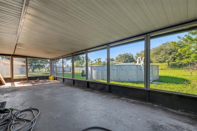 view of unfurnished sunroom