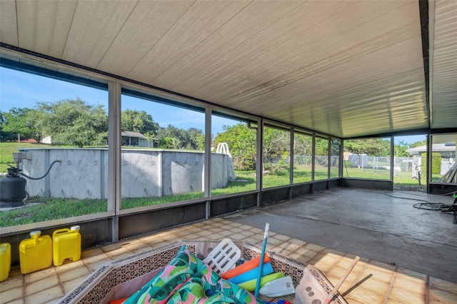 view of unfurnished sunroom