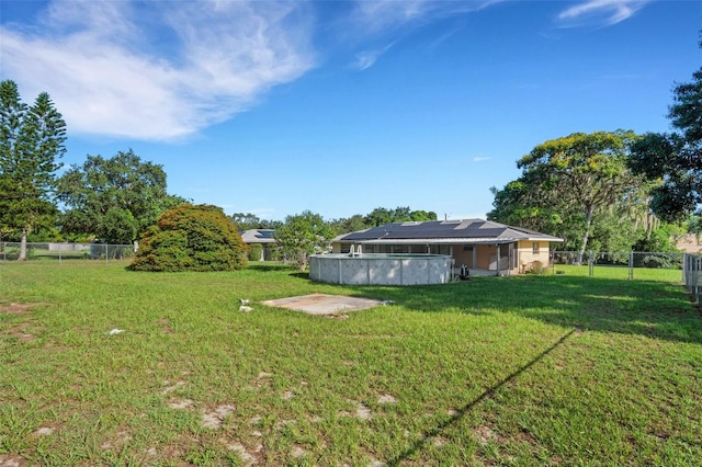 view of yard featuring a fenced backyard and an outdoor pool