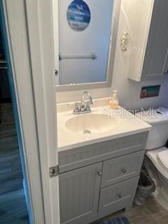 bathroom with vanity and toilet