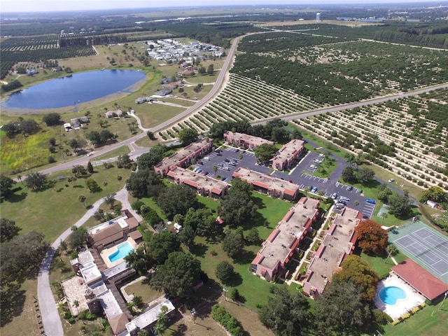 bird's eye view with a rural view and a water view