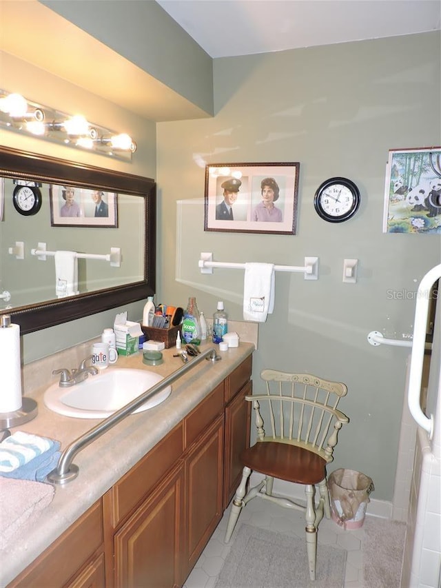 bathroom featuring vanity and tile patterned flooring