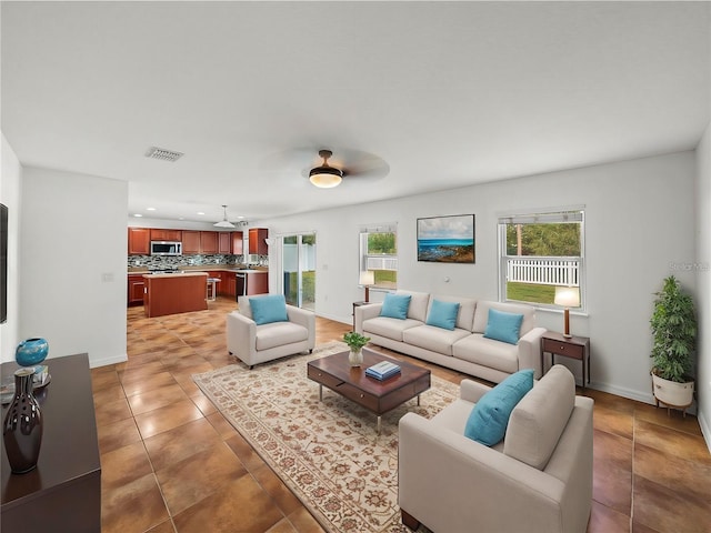 view of tiled living room