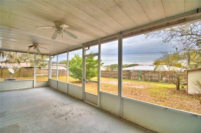 view of unfurnished sunroom