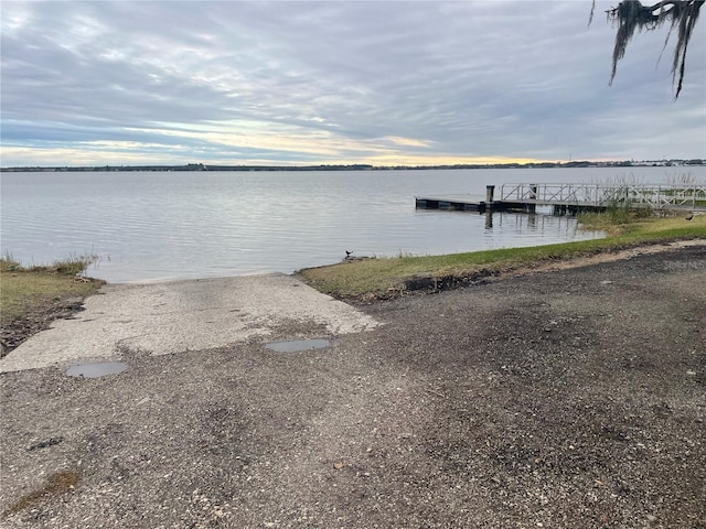 view of dock featuring a water view