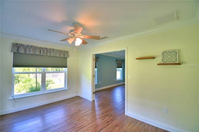 112 Reedy Creek Dr, Frostproof, FL 33843 - unfurnished room featuring ornamental molding, ceiling fan, and wood finished floors