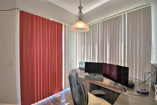 home office featuring wood finished floors