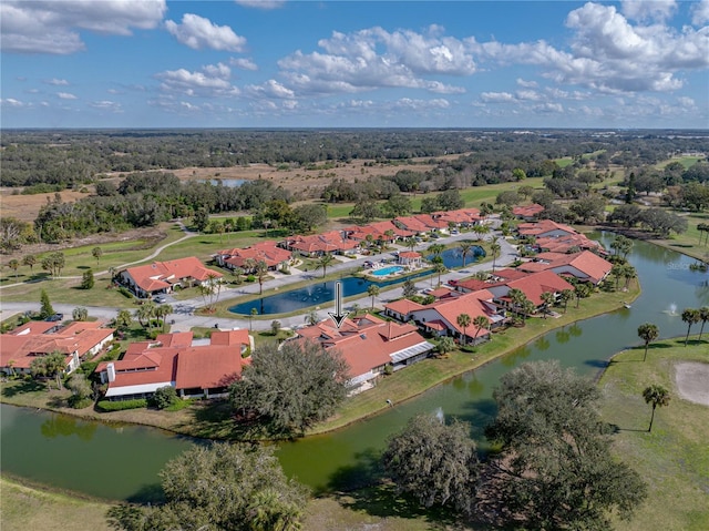 bird's eye view featuring a water view