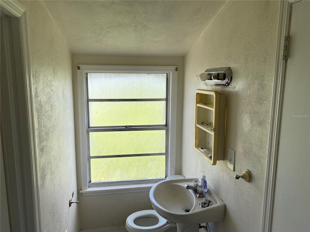 bathroom with sink and a textured ceiling