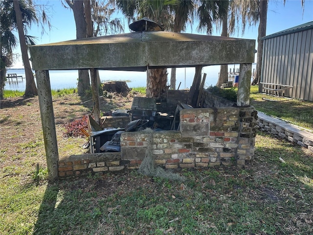 view of patio / terrace with a water view