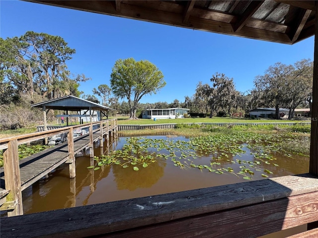 view of dock featuring a water view