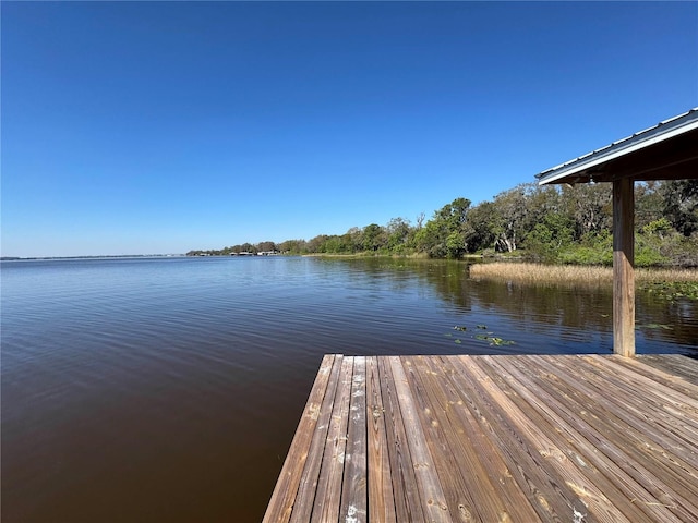 dock area featuring a water view