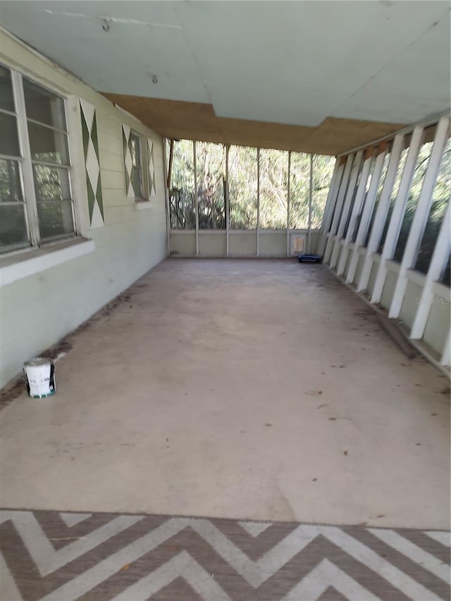 view of unfurnished sunroom