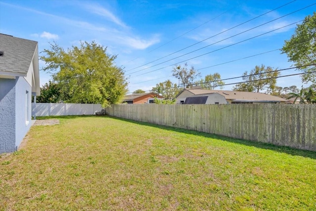 view of yard featuring a fenced backyard