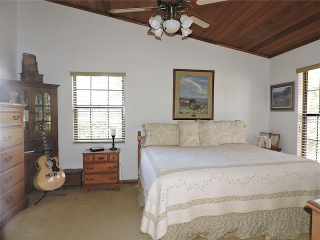 3567 Red Oak Ct, Lake Wales, FL 33898 - bedroom featuring wood ceiling, lofted ceiling, and carpet