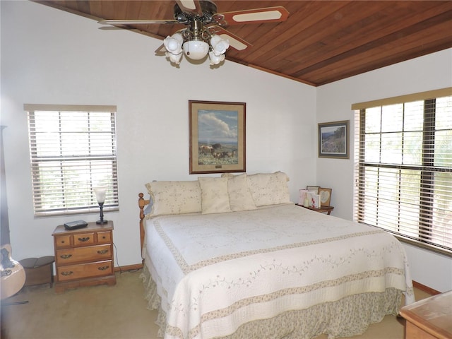 3567 Red Oak Ct, Lake Wales, FL 33898 - carpeted bedroom featuring lofted ceiling, wood ceiling, multiple windows, and baseboards