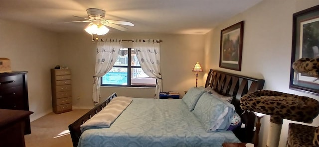 bedroom featuring carpet flooring and ceiling fan