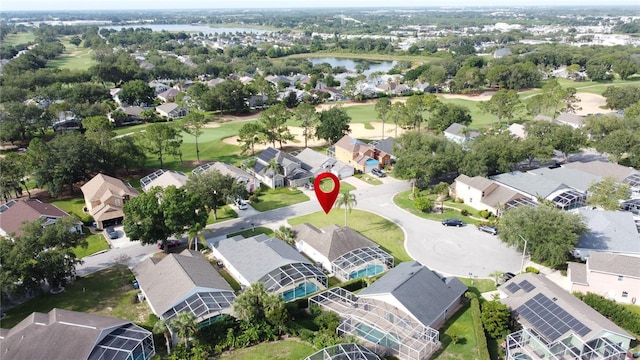 2200 Mallory Cir, Haines City, FL 33844 - aerial overview of property's location with nearby suburban area, a nearby body of water, and a golf course